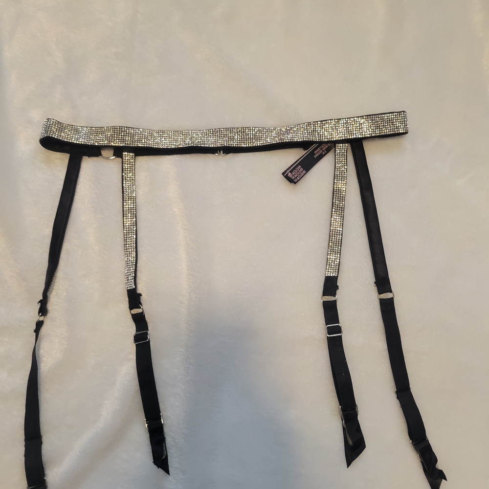 Victoria's Secret Black and BLING Garter Belt